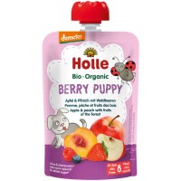 Holle Detské bio pyré jablko, broskyňa a lesné ovocie od 8 mesiaca Berry Puppy